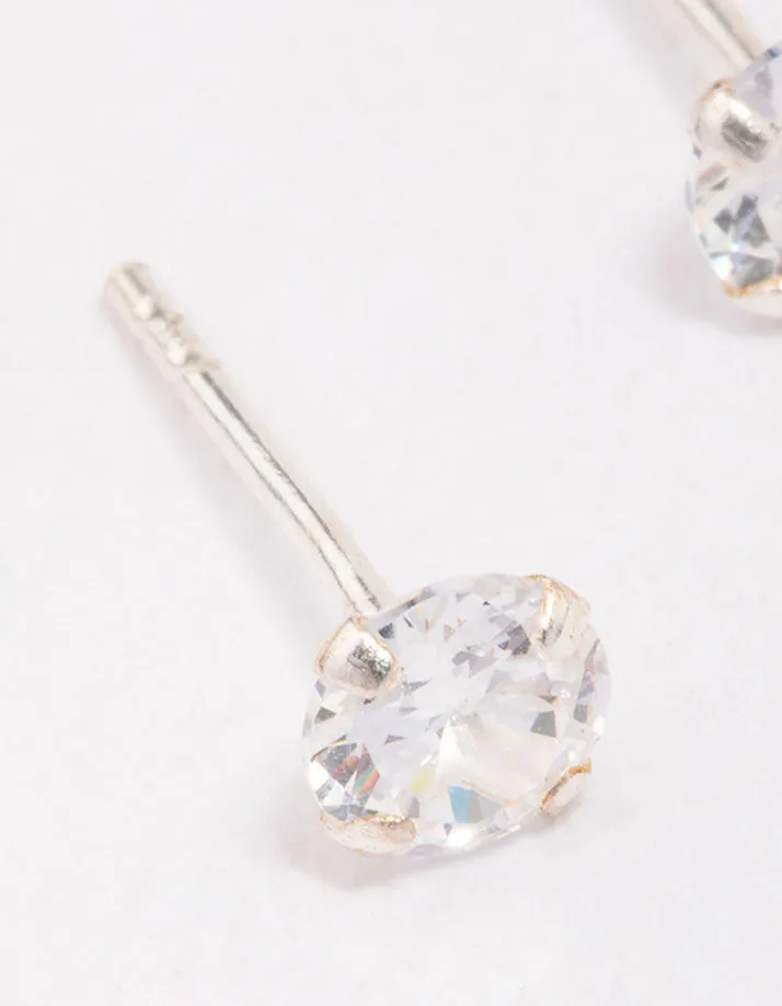 Sterling Silver Mini Cubic Zirconia Stud Earrings