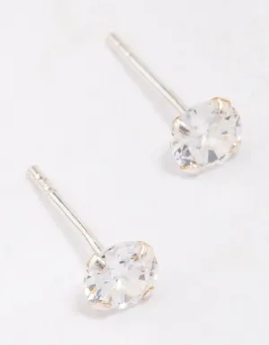 Sterling Silver Mini Cubic Zirconia Stud Earrings