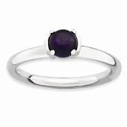 Sterling Silver Polished Amethyst Ring