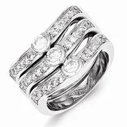 Sterling Silver Polished CZ 3 Stackable Ring