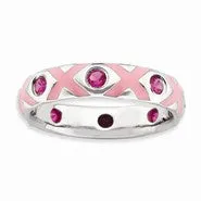 Sterling Silver Polished Ruby/Enameled Ring