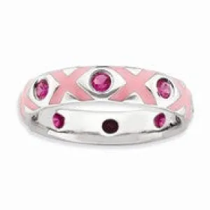 Sterling Silver Polished Ruby/Enameled Ring