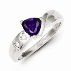 Sterling Silver Purple Trillion CZ Ring