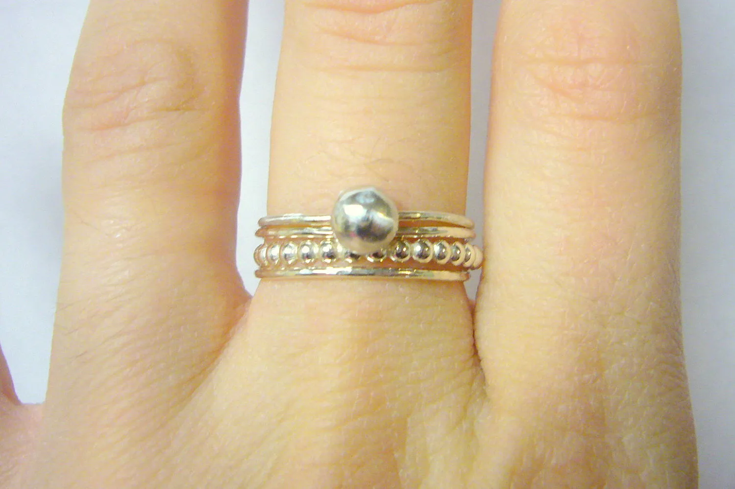 Sterling silver stacking rings sterling silver ring silver ball ring beaded stackable ring Etsy jewelry