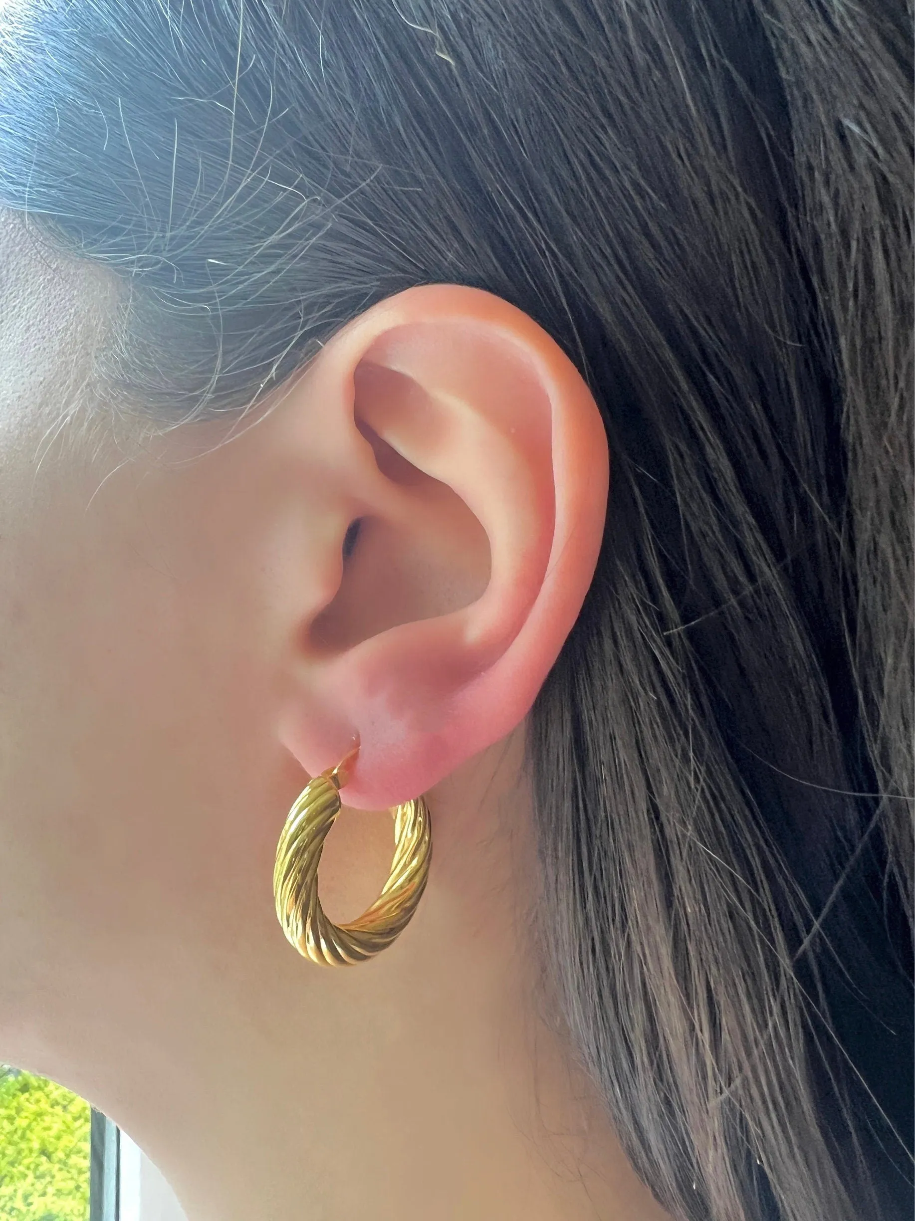 Sterling Silver Twist Hoops in Gold Thick Hoops Croissant Earrings Twisted Hoops Chunky Hoops in Gold Rope Hoop Earrings Simple Gold Hoops