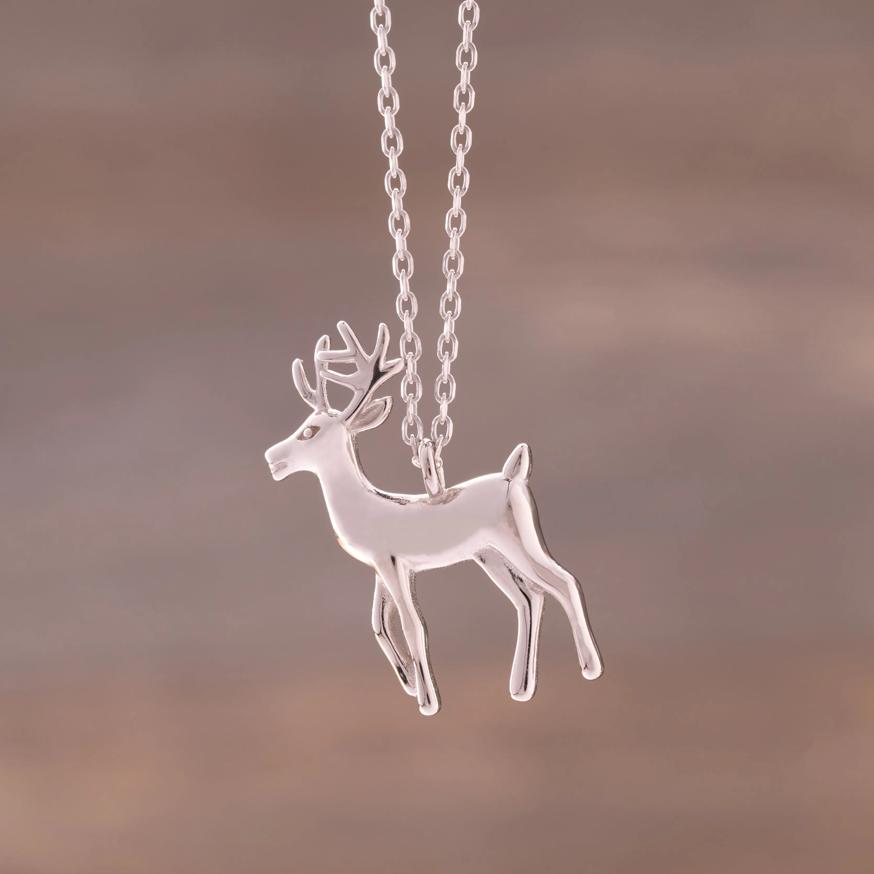 Sterling Silver White-Tailed Deer Necklace