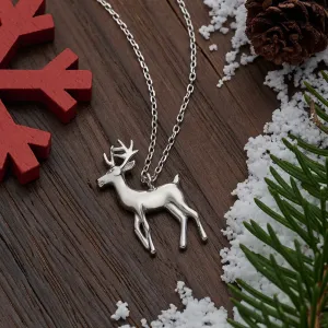 Sterling Silver White-Tailed Deer Necklace