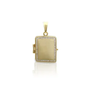 Stoneset Book Locket Pendant (14K)