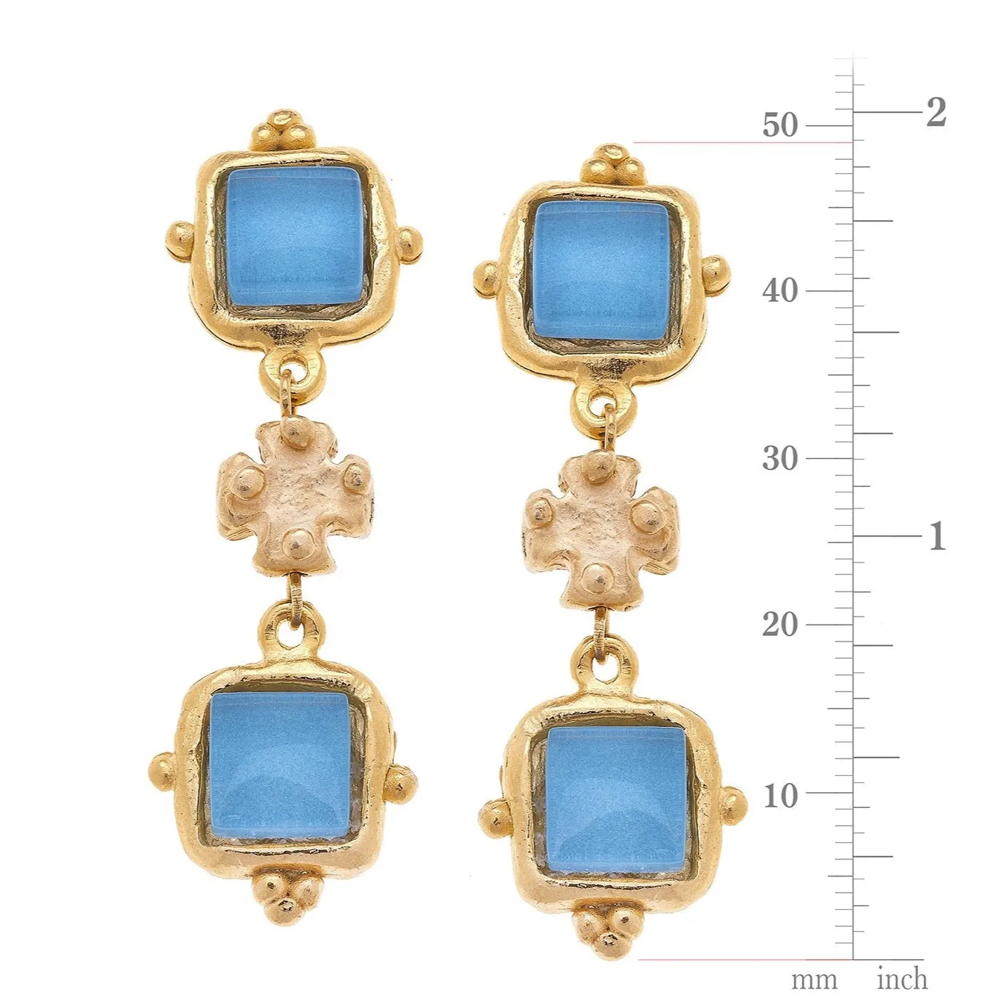 Susan Shaw Charlotte Deux Tier Earrings in Parisian Blue