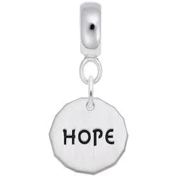 Tag- Hope Charm Dangle Bead In Sterling Silver