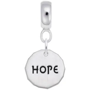 Tag- Hope Charm Dangle Bead In Sterling Silver