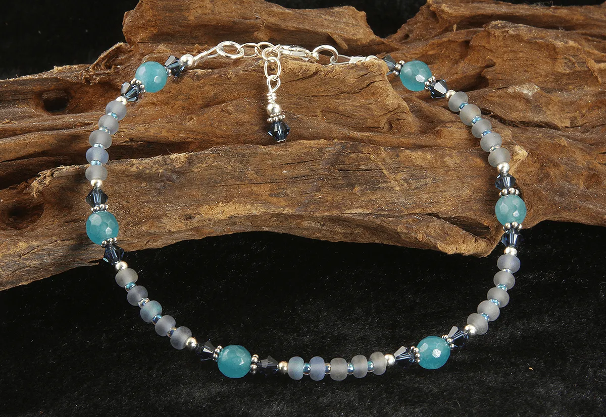 Teal Green Agate Gemstone Anklet