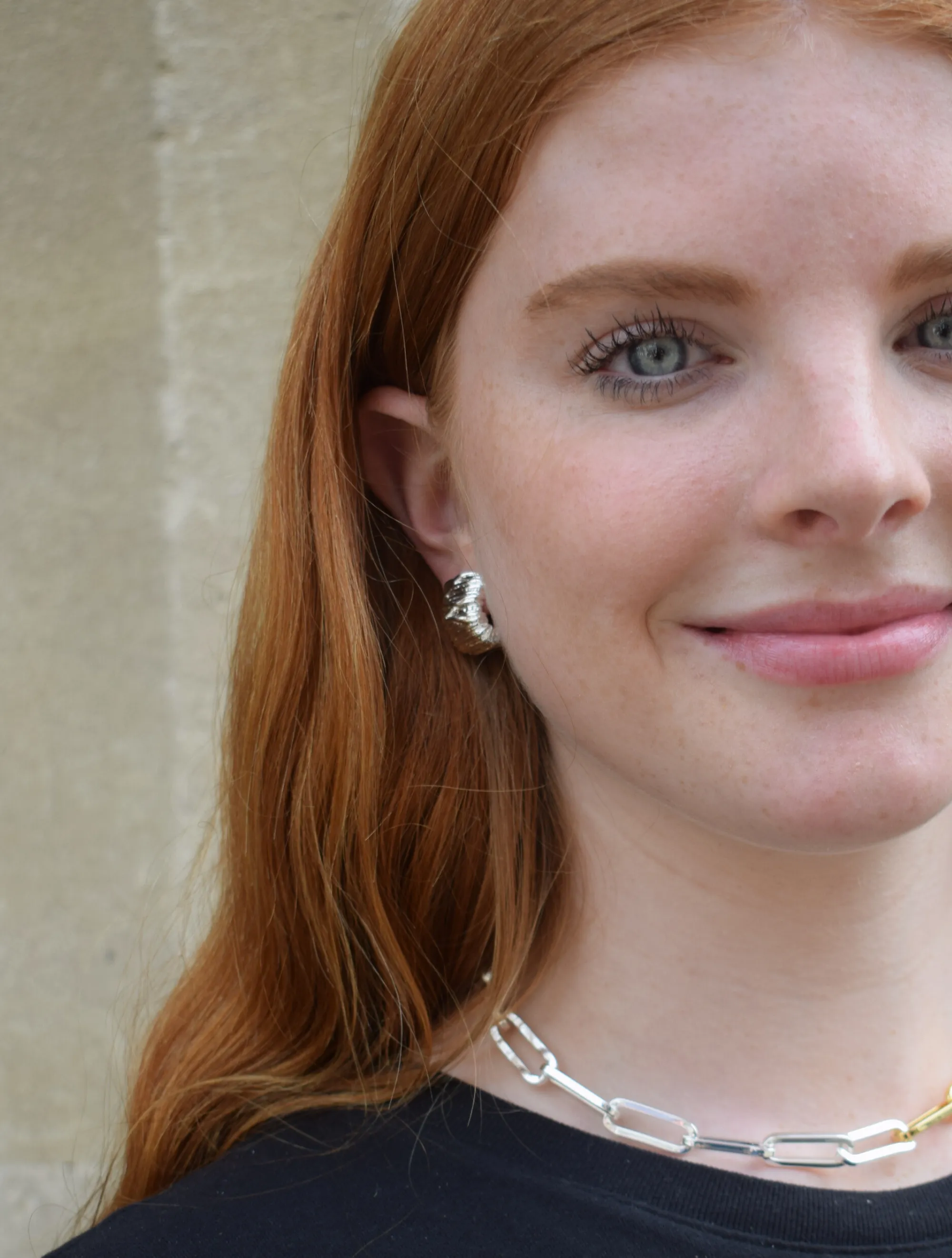 Textured Nugget Earrings Silver