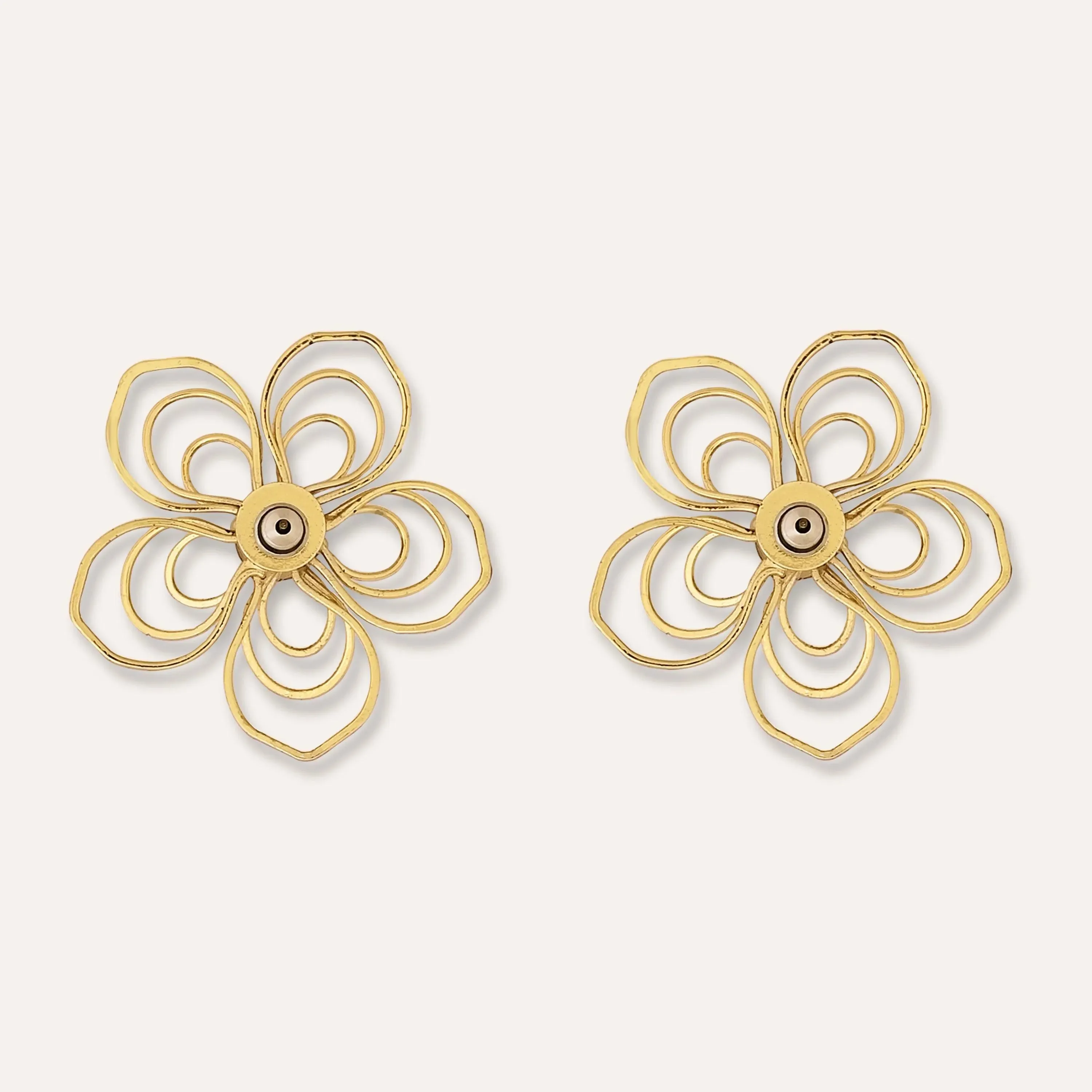 TFC Flower Power Statement Gold Plated Stud Earrings