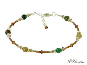 Topaz Fire Agate Gemstone Beaded Anklet