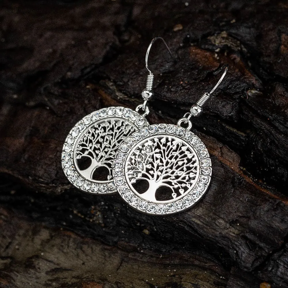 Tree of Life Cubic Zirconia Drop Earrings