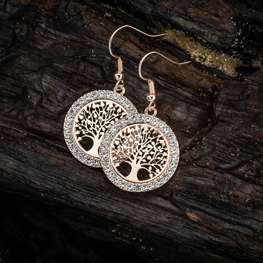 Tree of Life Cubic Zirconia Drop Earrings