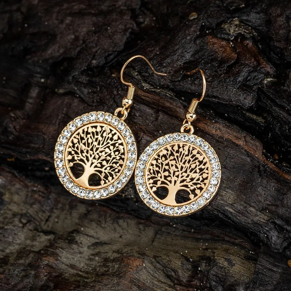 Tree of Life Cubic Zirconia Drop Earrings