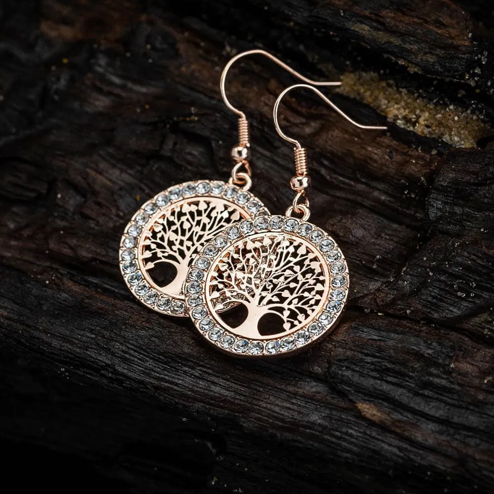 Tree of Life Cubic Zirconia Drop Earrings