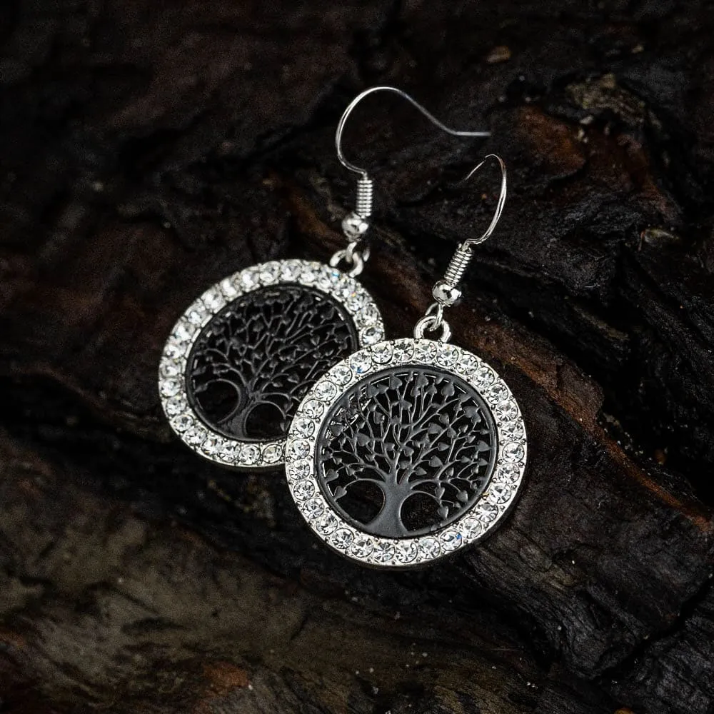 Tree of Life Cubic Zirconia Drop Earrings