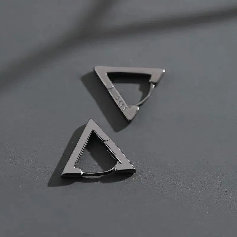 Triangle Hoops| Sterling Silver| Men’s Earrings| Chunky Hoops