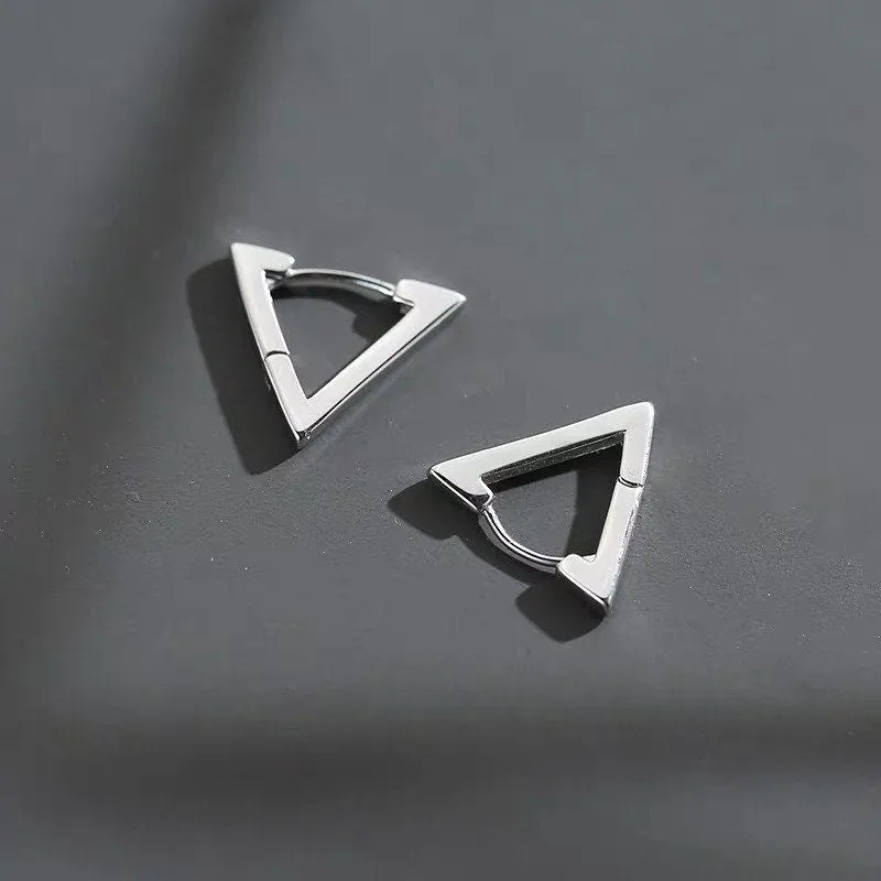 Triangle Hoops| Sterling Silver| Men’s Earrings| Chunky Hoops