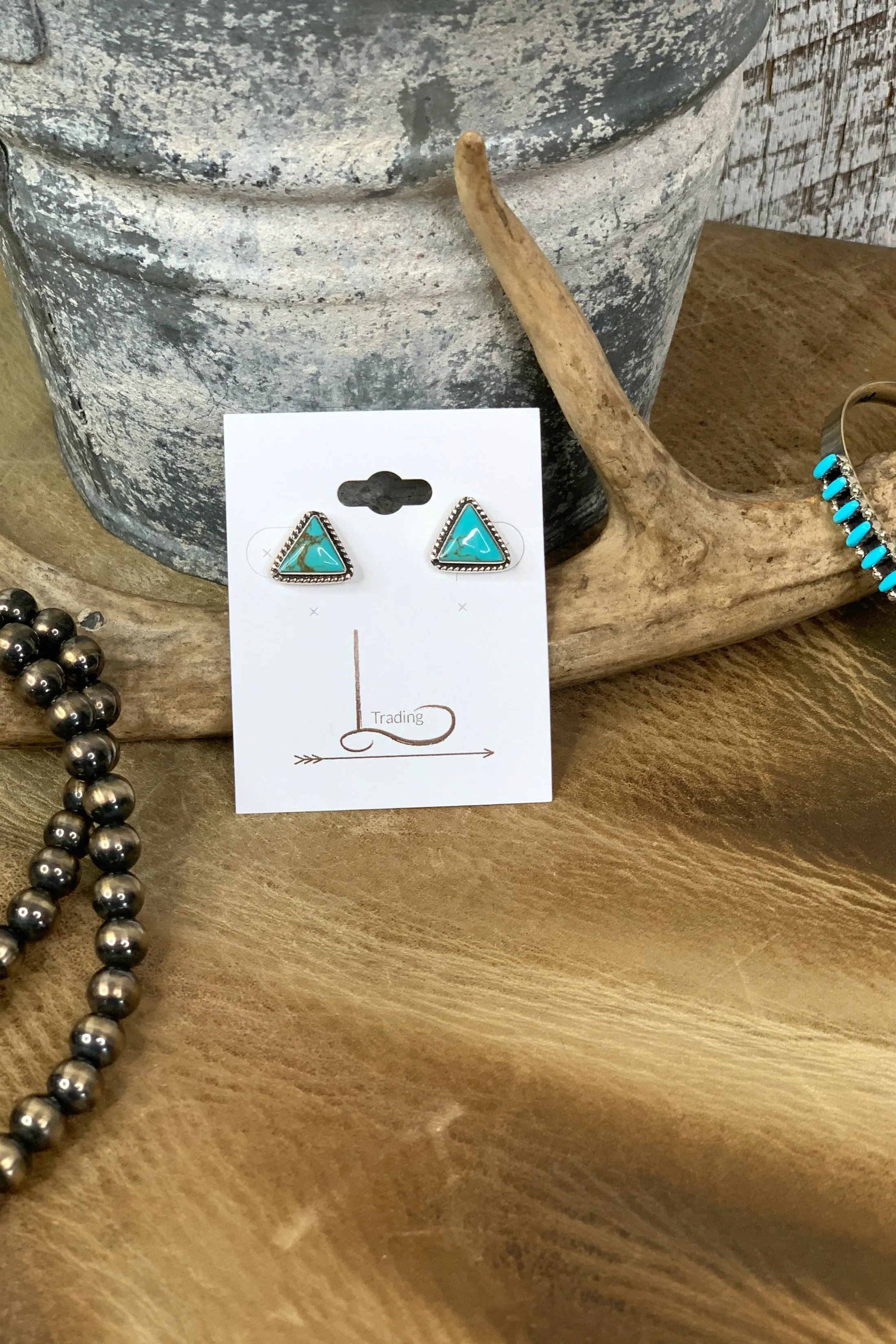 Turquoise Triangle Studs