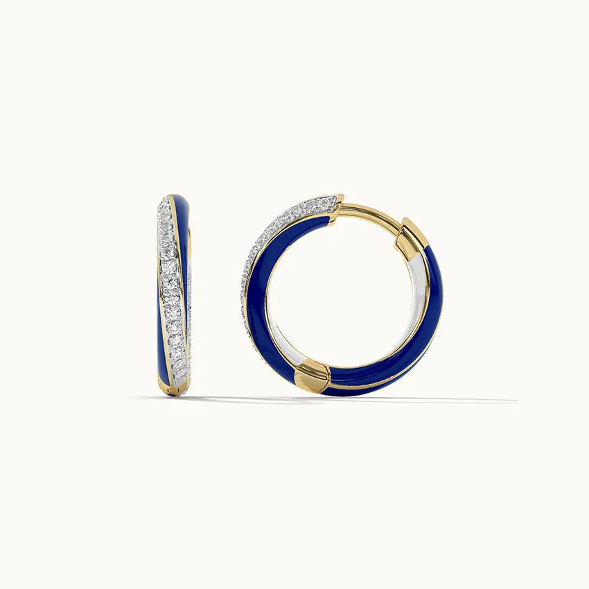 Twisted Blue Cera Diamond Hoops