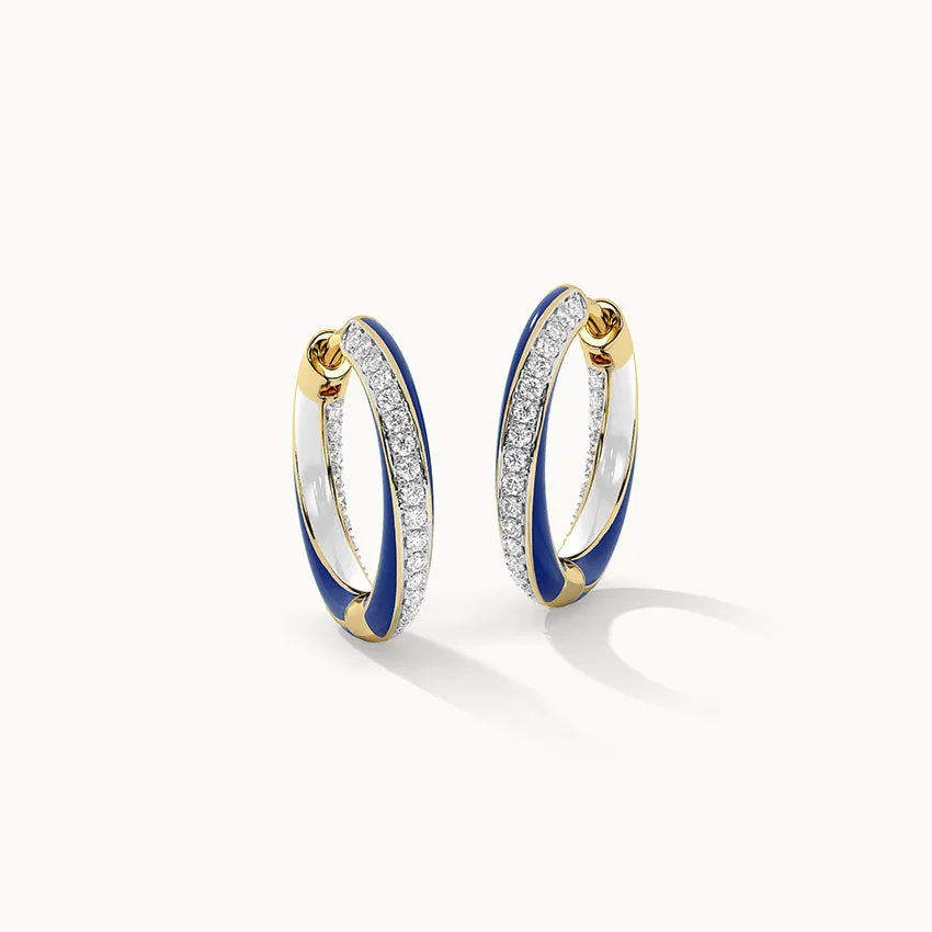 Twisted Blue Cera Diamond Hoops