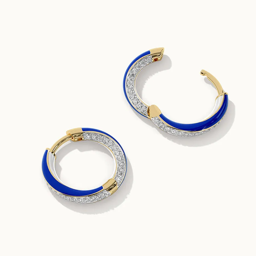 Twisted Blue Cera Diamond Hoops