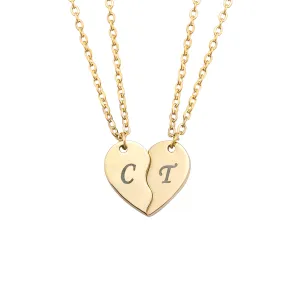 Two-Piece Heart-Shaped Initial Pendant Necklace