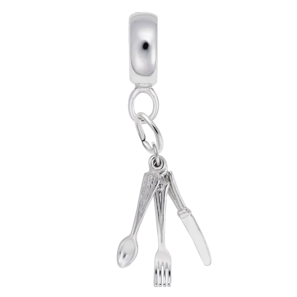 Utensils Charm Dangle Bead In Sterling Silver