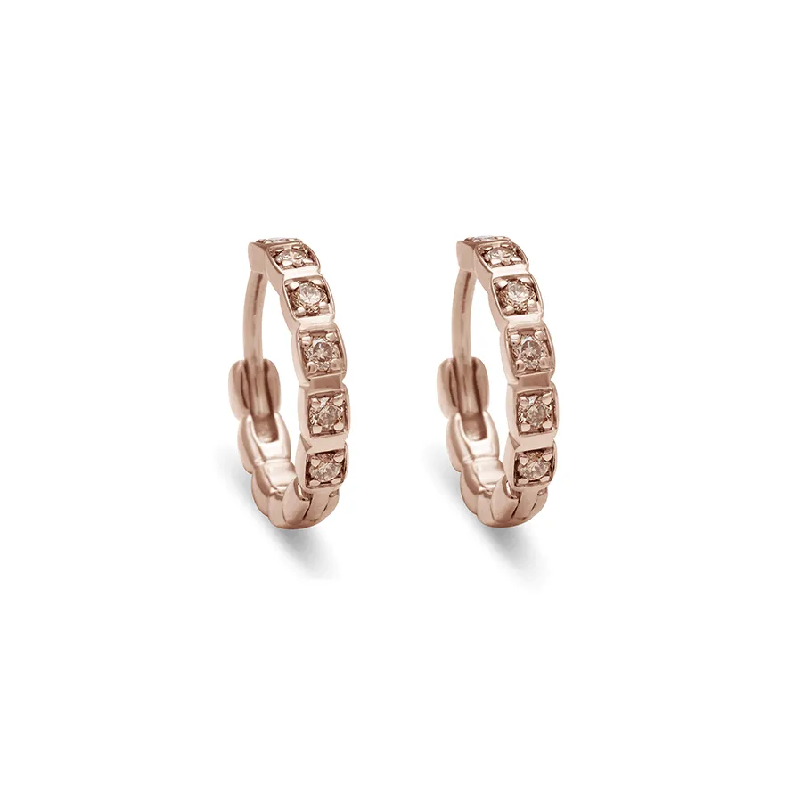 Wheat Hoops - 14k Gold & Champagne Diamonds