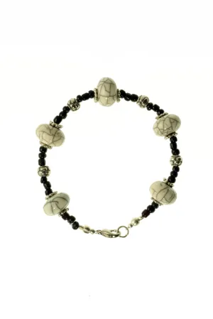 White Amber & Silver Bracelet