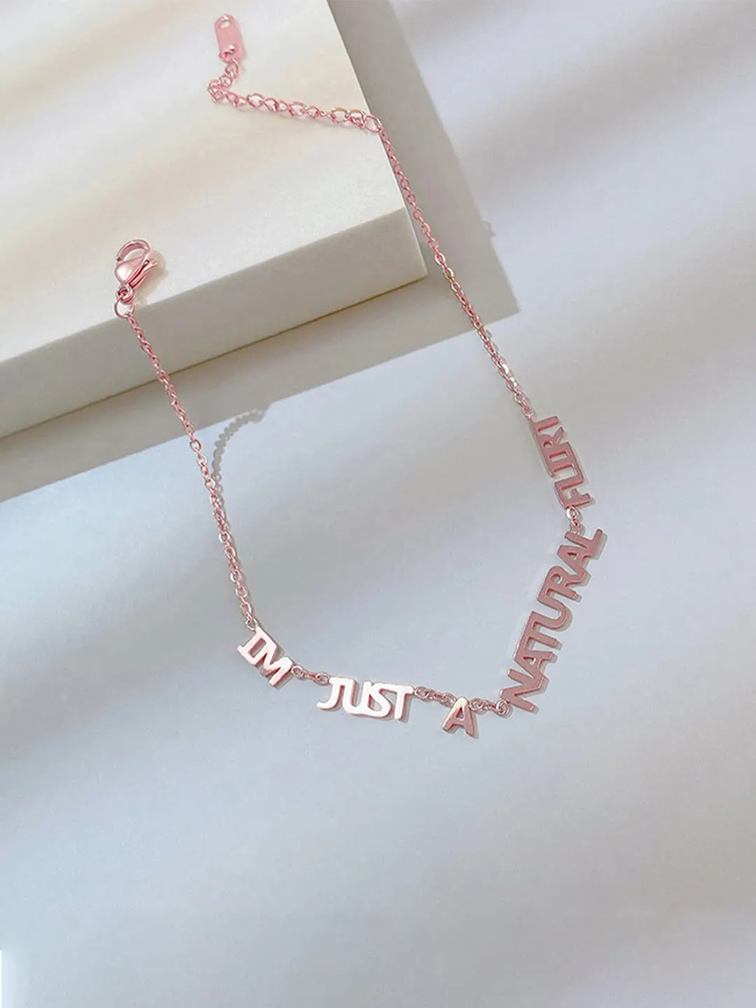 Yellow Chimes Anklets for Women Rose Gold-Plated Stainless Steel I'm Just A Natural Flirt Fashion Anklet For Women and Girls