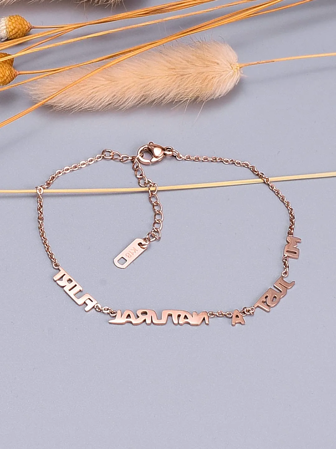 Yellow Chimes Anklets for Women Rose Gold-Plated Stainless Steel I'm Just A Natural Flirt Fashion Anklet For Women and Girls